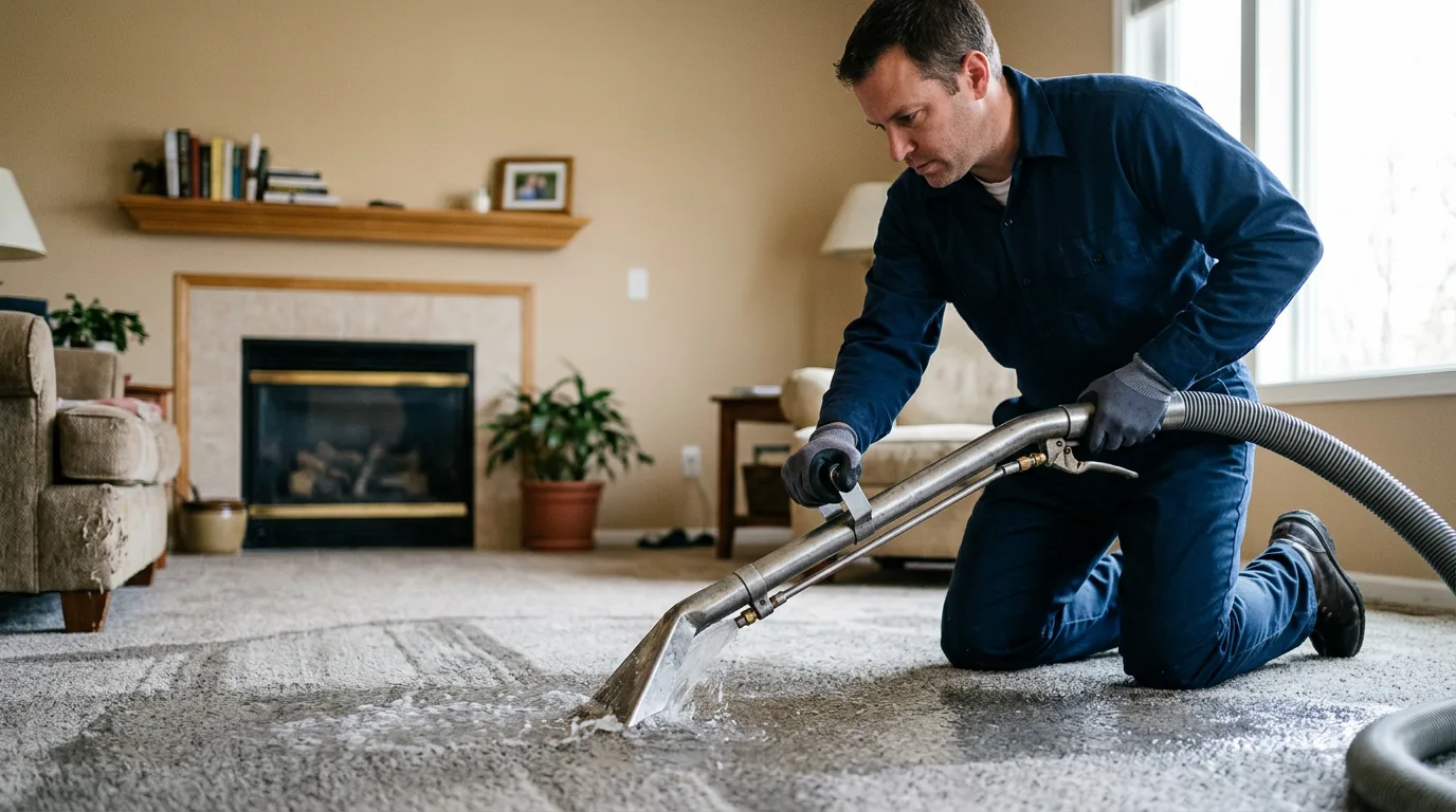 Water damage restoration technician working near Clark, MO